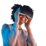 LeoPixelStudios™. Happy girl using a VR headset. Best production companies in Toronto, vr studios, 