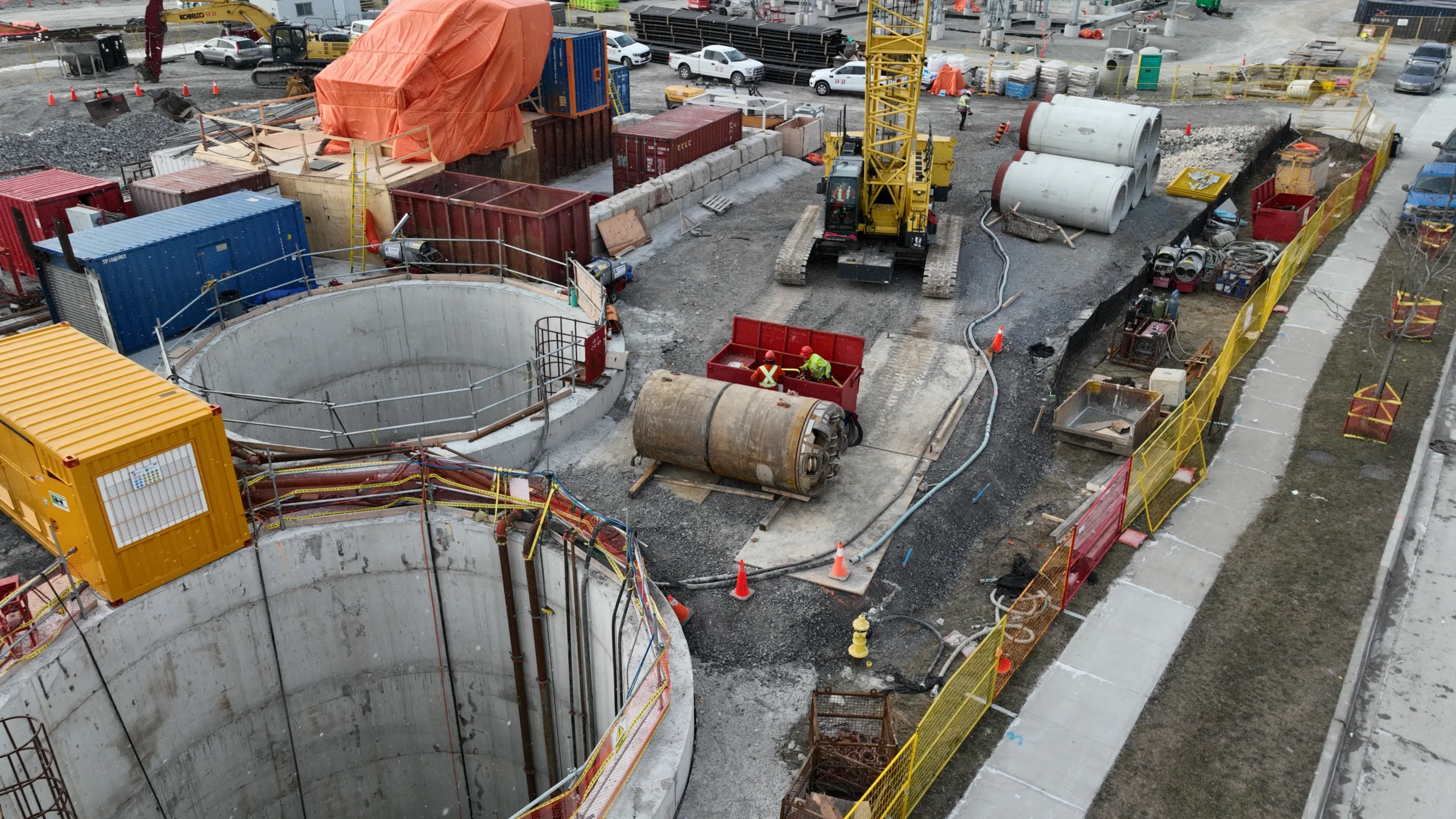 Drone shot of 2 tunnel on a construction site